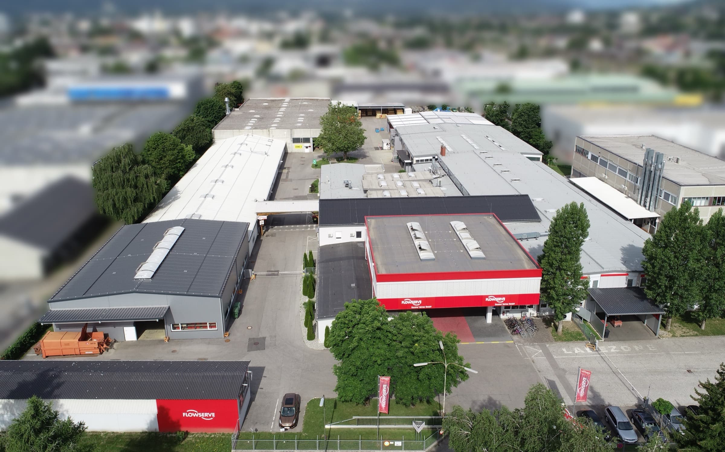 Luftaufnahme des Flowserve Werks in Villach
